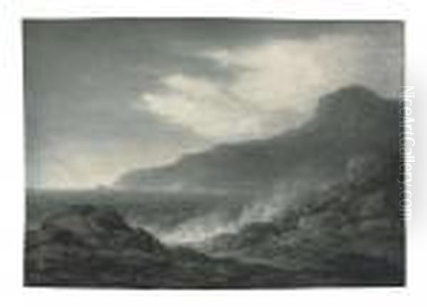 Barren Coast And Slight Storm Oil Painting by John Glover