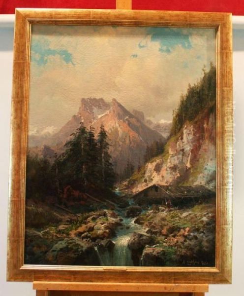 Vue Pittoresque De Foret En Montagne Oil Painting by Alfred Godchaux