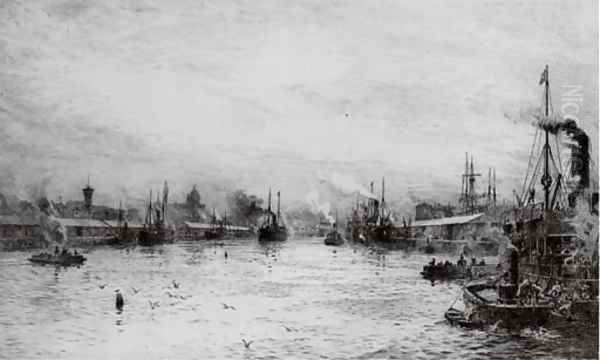 The Clyde at Govan Oil Painting by William Lionel Wyllie