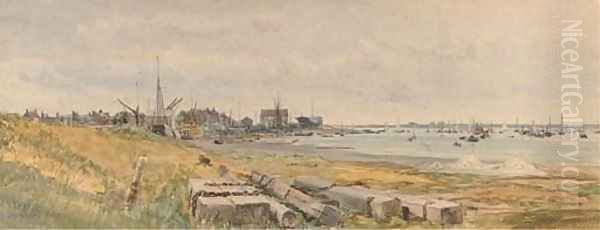 View of Burnham, Essex Oil Painting by William Lionel Wyllie