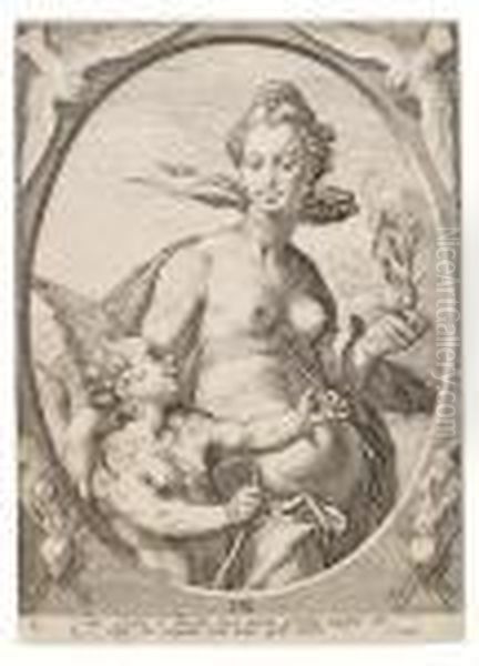 Venere E Cupido Oil Painting by Hendrick Goltzius