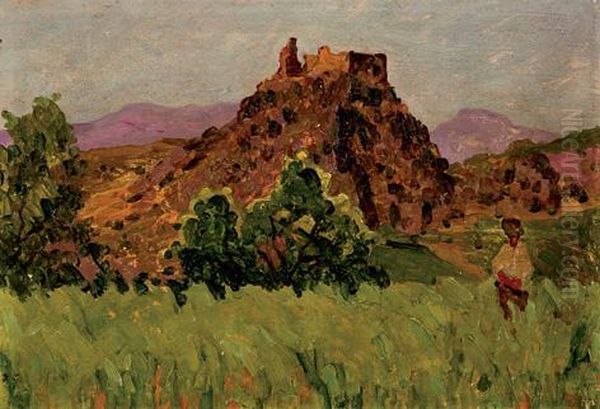 Paisaje Con Castillo Oil Painting by Eugenio Gomez Mir