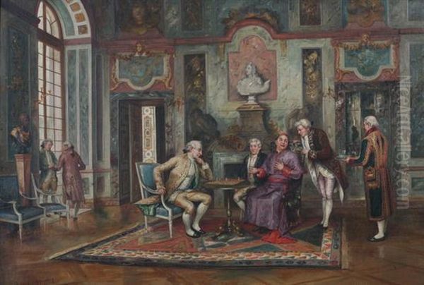 The Chess Match Oil Painting by Juan Antonio Gonzales