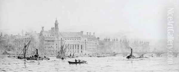 County Hall, London Oil Painting by William Lionel Wyllie