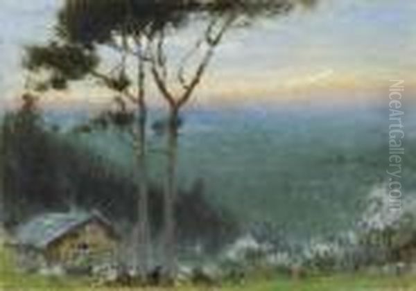 Mont Blanc From The Seleve, Near Geneva Oil Painting by Albert Goodwin