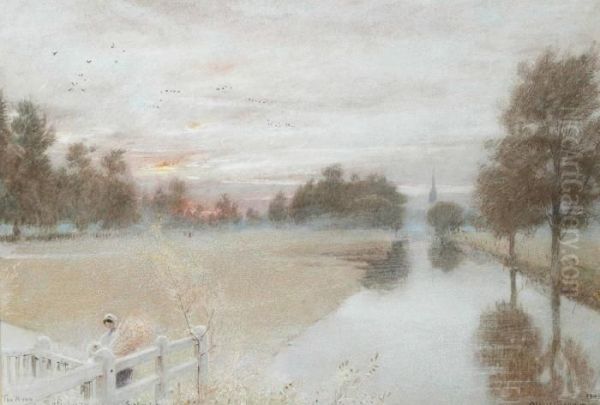 The Avon, Salisbury, September Oil Painting by Albert Goodwin