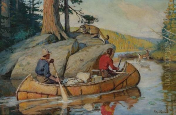 In The Canoe Oil Painting by Philip Russell Goodwin