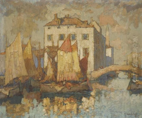 Fisherman In Chioggia Oil Painting by Konstantin Ivanovich Gorbatov