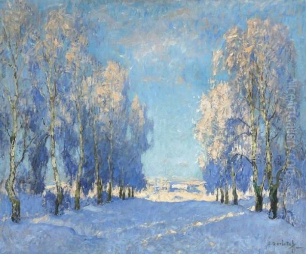 A Winter's Day Oil Painting by Konstantin Ivanovich Gorbatov