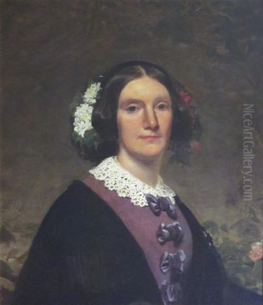 Portrait Of A Lady With Flowers In Her Hair Oil Painting by Sir John Watson Gordon