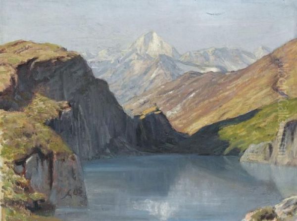 Riffelsee Oil Painting by Albert H. Gos