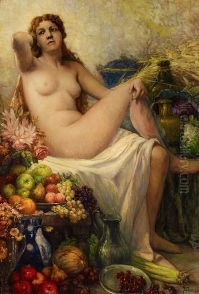 Allegory Of Summer Oil Painting by Jean-Leon Gouweloos