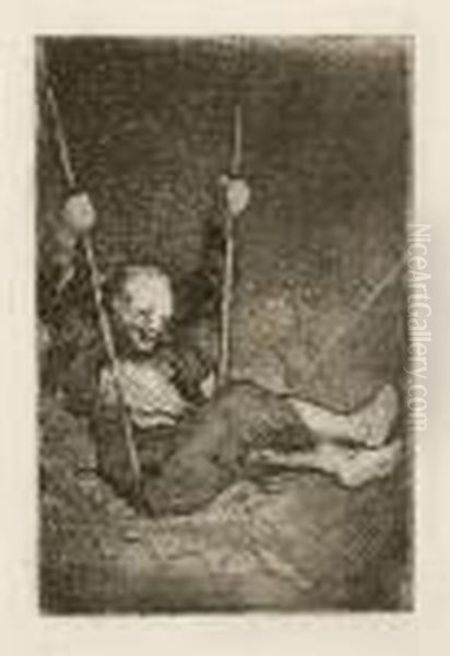 Viejo Columpiandose - Old Man On A Swing Oil Painting by Francisco De Goya y Lucientes