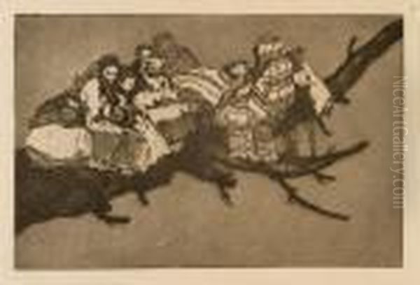 Andarse Por Las Ramas (disparate Ridiculo) Oil Painting by Francisco De Goya y Lucientes