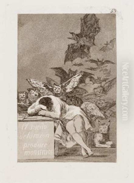 El Sueno De La Razon Produce Monstruos Oil Painting by Francisco De Goya y Lucientes