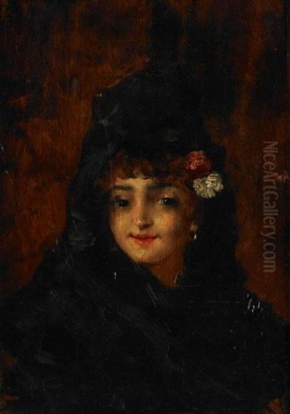 Portrait Of A Young Woman With Flowers In Her Hair Oil Painting by Francisco De Goya y Lucientes