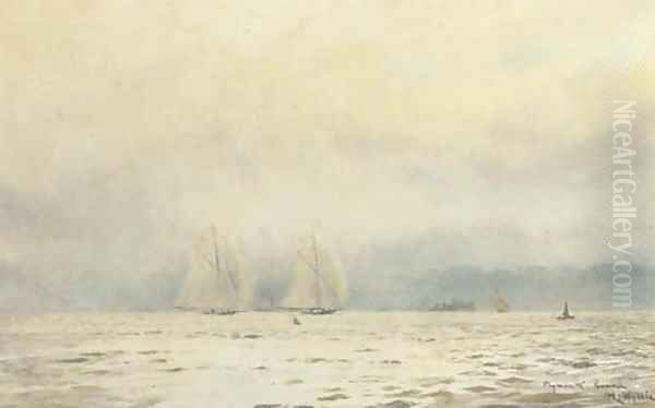 Big-class yachts racing in Plymouth Sound Oil Painting by William Lionel Wyllie