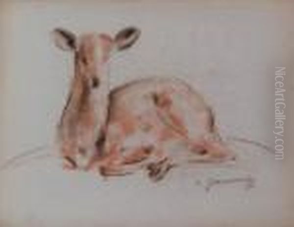 Biche Assise Oil Painting by Sam Granowsky