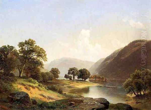 Mountain Landscape with River, Near Philadelphia Oil Painting by Gottlieb Daniel Paul Weber