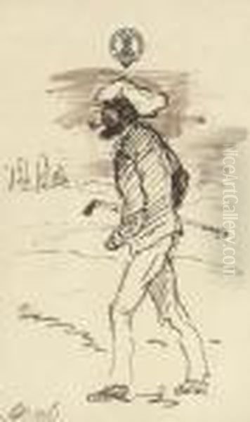 A Gentleman Golfer Striding Across The Course Oil Painting by Sir Francis Grant