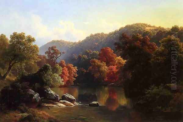 Autumn on the River Oil Painting by Gottlieb Daniel Paul Weber