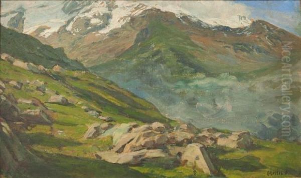 Montagne Della Valle D'aosta Oil Painting by Giuseppe Grassis