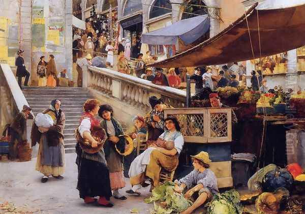 At the Foot of the Rialto, Venice Oil Painting by Henry Woods