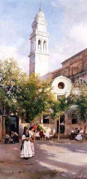 In the Piazza, 1894 Oil Painting by Henry Woods