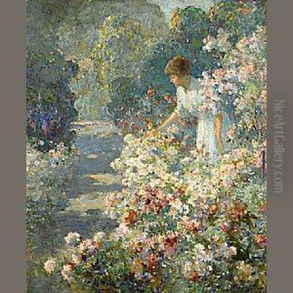 Morning In The Garden Oil Painting by Abbott Fuller Graves