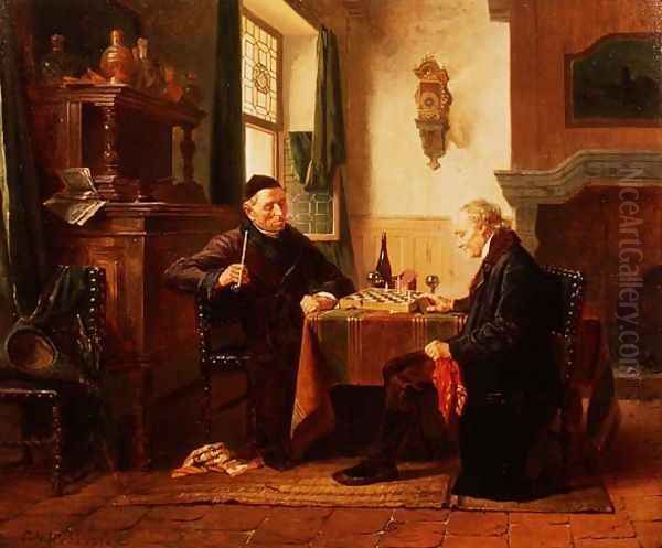 The Chess Match Oil Painting by Charles Meer Webb