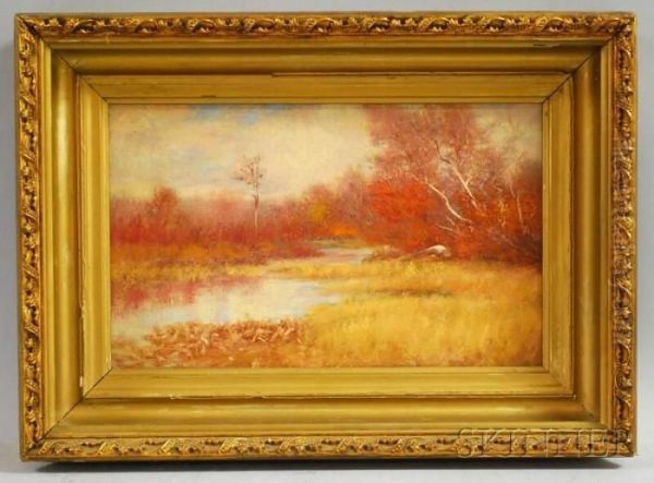 Autumn Marsh View Oil Painting by Joseph H. Greenwood