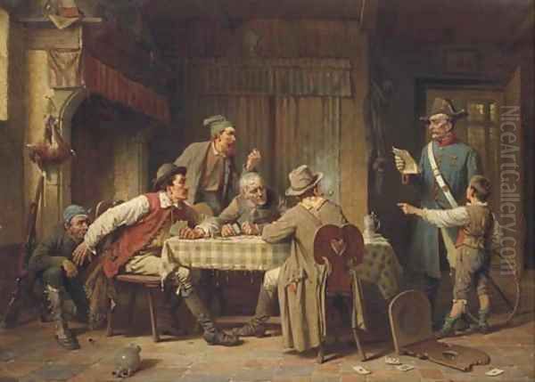 Der Wilddieb a poacher's arrest Oil Painting by Charles Meer Webb