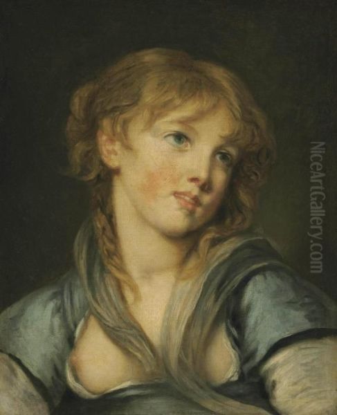 Portrait Of A Young Girl Oil Painting by Jean Baptiste Greuze