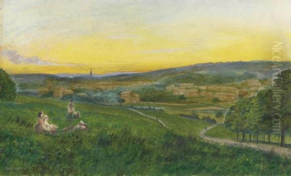 View Of Leeds From Woodhouse Ridge Oil Painting by John Atkinson Grimshaw