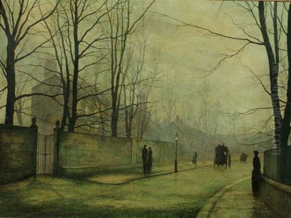 An Autumn Lane At Dusk Oil Painting by John Atkinson Grimshaw