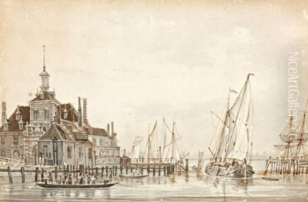 De Ooster Oude Hoofdpoort Aan De Ingang Van De Oudehaven Te Rotterdam by Gerrit Groenewegen