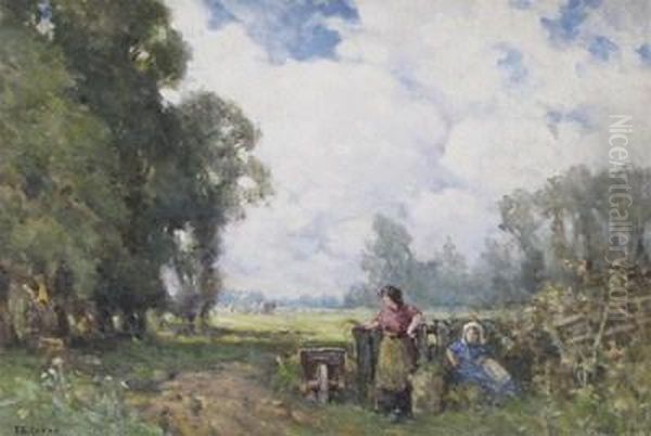 Waiting For The Haycart Oil Painting by Ferdinand E. Grone