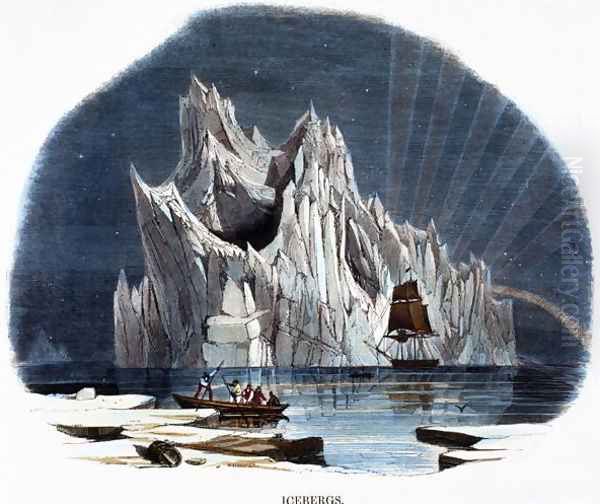 Icebergs, from Phenomena of Nature, 1849 Oil Painting by Josiah Wood Whymper