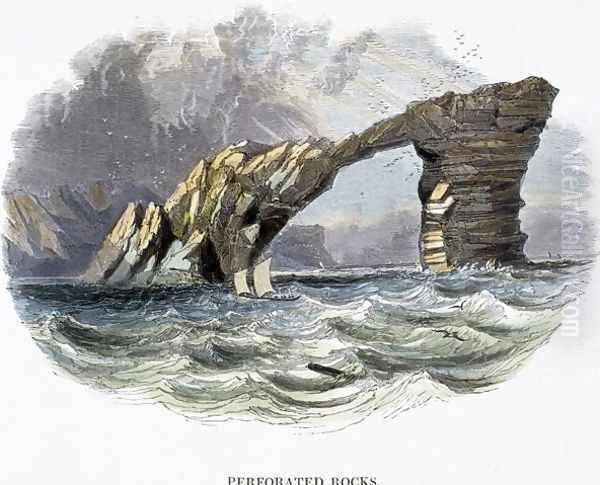 Perforated Rocks, from Phenomena of Nature, 1849 Oil Painting by Josiah Wood Whymper