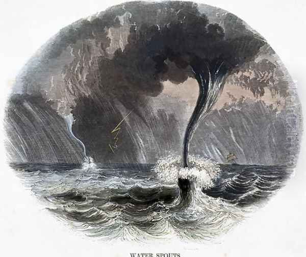 Water Spouts, from Phenomena of Nature, 1849 Oil Painting by Josiah Wood Whymper