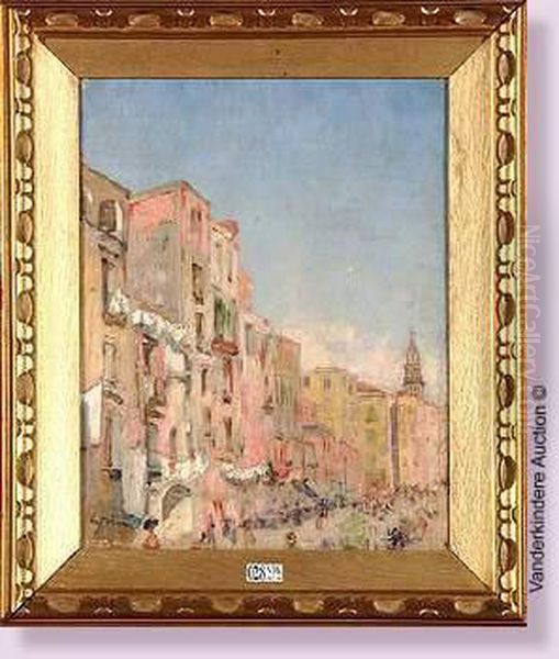 Rue Animee En Italie Oil Painting by Jules-Alexandre Grun