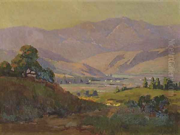 Mountain Valley Oil Painting by Elmer Wachtel