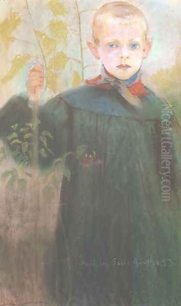 Boy with a Flower Oil Painting by Stanislaw Wyspianski