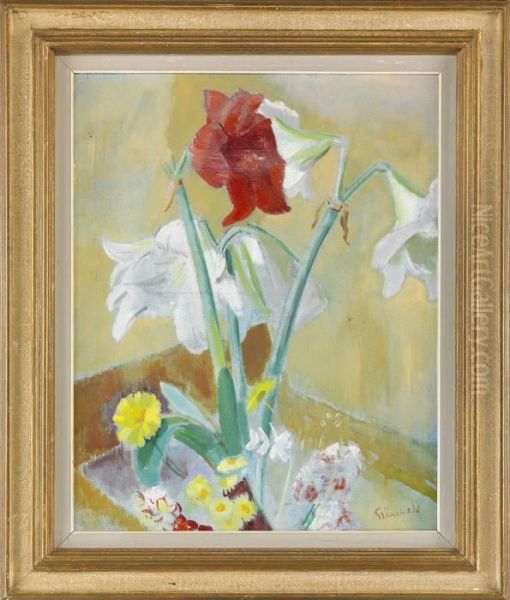 Stilleben Med Amaryllis Oil Painting by Isaac Grunewald