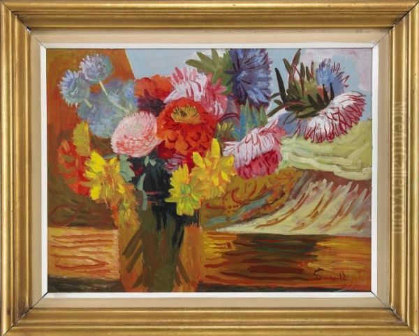 Blomsterstilleben Oil Painting by Isaac Grunewald