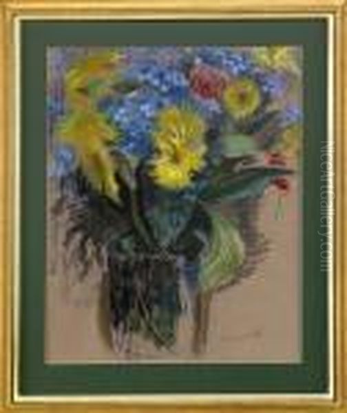 Blomsterstilleben Oil Painting by Isaac Grunewald