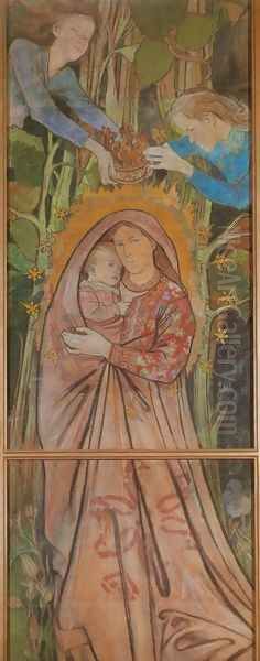 Madonna with Child Oil Painting by Stanislaw Wyspianski