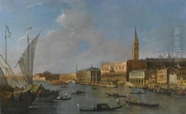 Venice, A View Of The Palazzo 
Ducale And The Molo From The Bacino Di San Marco, Looking 
West-north-west Oil Painting by Francesco Guardi