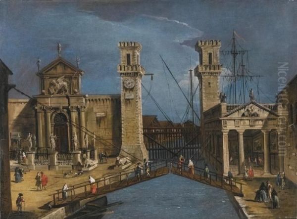 Venice, The Entrance To The Arsenale Oil Painting by Francesco Guardi