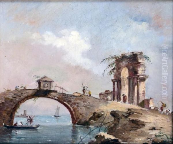 Ruine Pres Du Vieux Pont Oil Painting by Francesco Guardi